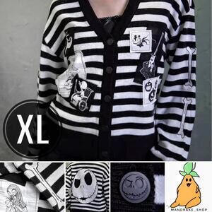Her Universe Nightmare Before Christmas Patch Stripe Cardigan Zero Jack Sally XL